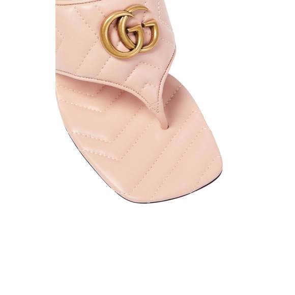 Gucci - Double-G Thong Marmont Leather Sandal in Pink - IT 37 Sandals